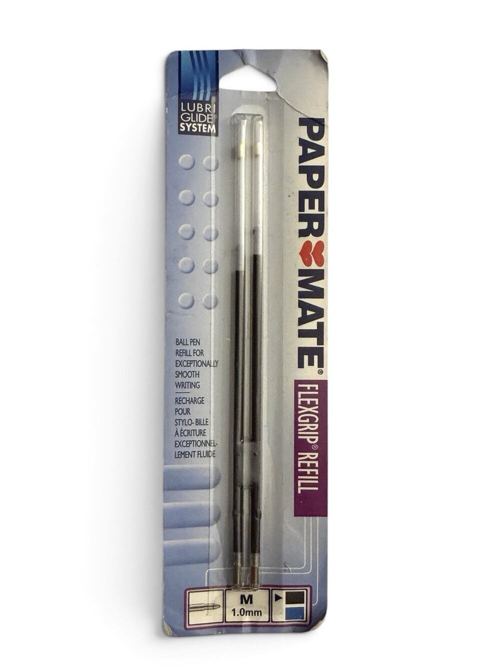 PaperMate FLEXGRIP Refill 2 PK Black Ballpoint Pen Ink LubriGlide System 1999